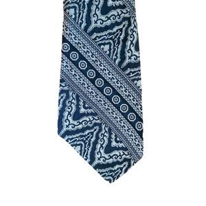LANVIN Vintage Blue & White Small Pattern Silk Men's Tie